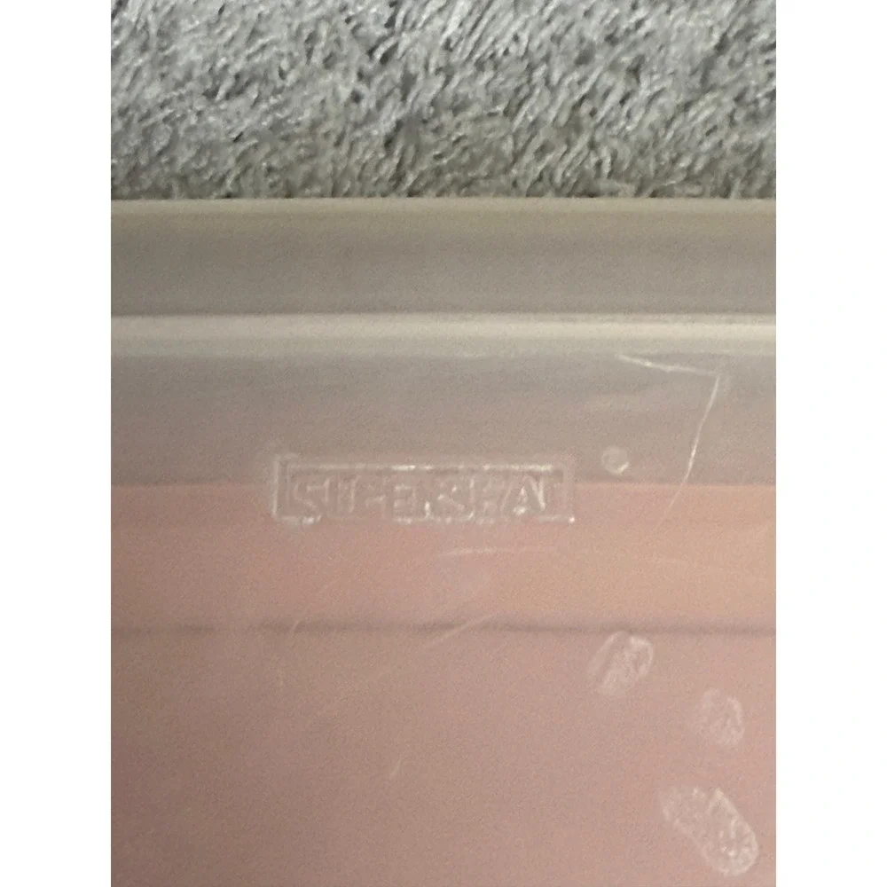 Super Seal 116 oz 3.4L Large Food Storage Container Clear Pink Lid‎ Rectangular